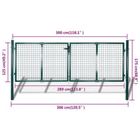 Cancello in Acciaio 306x175 cm Verde 42981