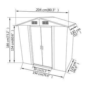 Capanno per Attrezzi in Metallo Grigio 204x132x186 cm cod mxl 51871