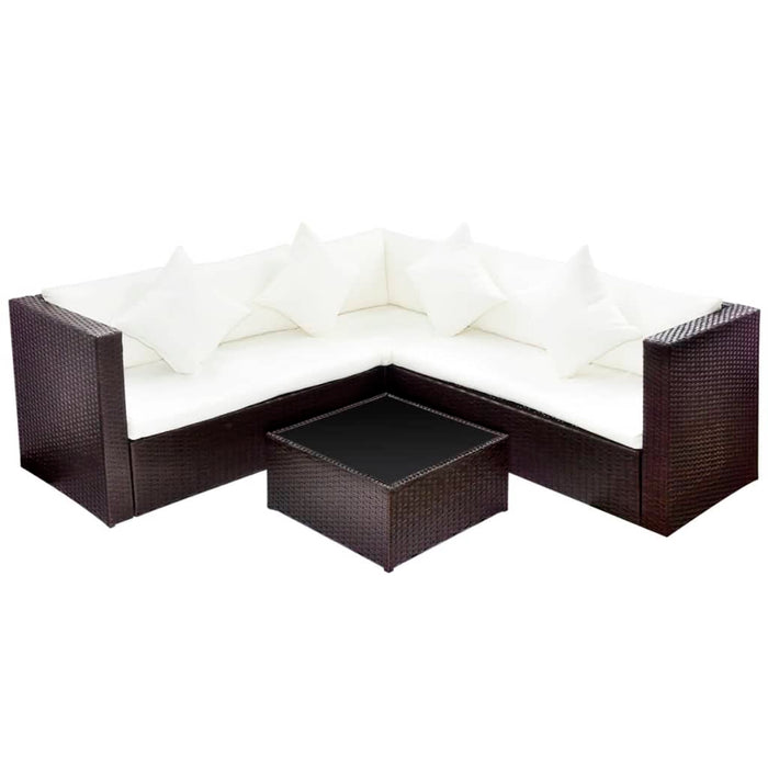 Set Divani da Giardino 4 pz con Cuscini in Polyrattan Marronecod mxl 88882