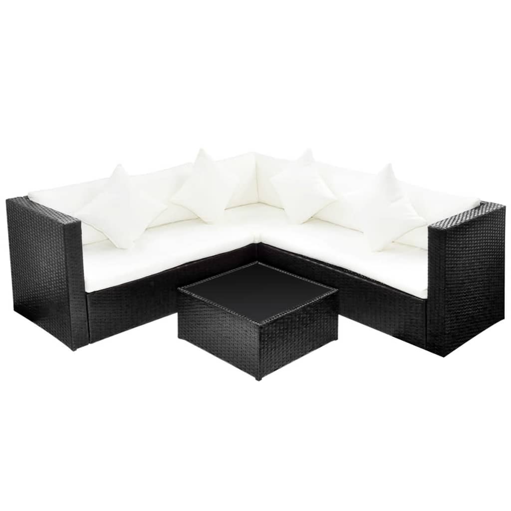 Set Divani da Giardino 4 pz con Cuscini in Polyrattan Nerocod mxl 112884