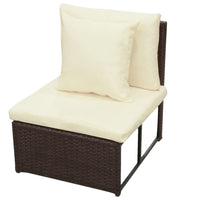 Set Divani da Giardino 8 pz con Cuscini in Polyrattan Marrone 42992