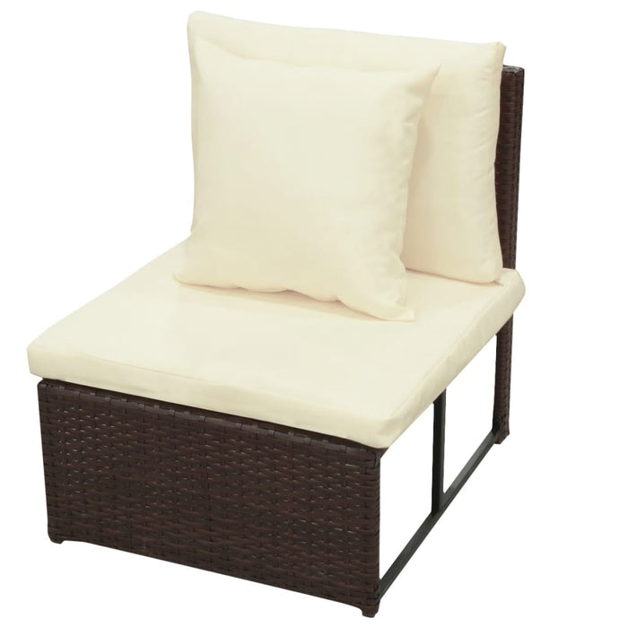 Set Divani da Giardino 8 pz con Cuscini in Polyrattan Marrone 42992