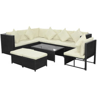 Set Mobili da Giardino con Cuscini 8 pz in Polyrattan Nero 42993