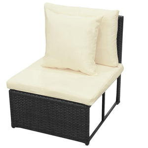 Set Mobili da Giardino con Cuscini 8 pz in Polyrattan Nero 42993