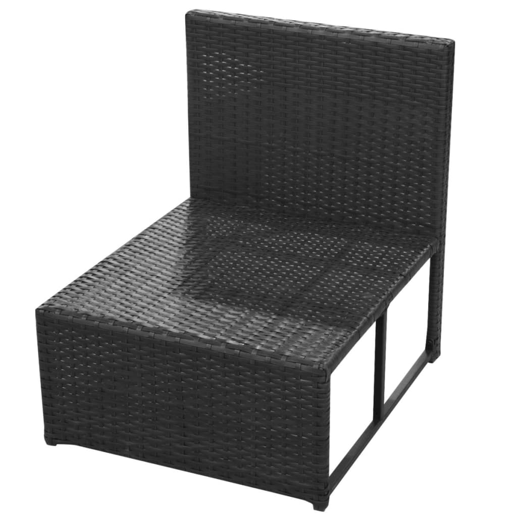 Set Mobili da Giardino con Cuscini 8 pz in Polyrattan Nero 42993