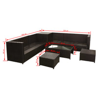 Set Divani da Giardino 8 pz con Cuscini in Polyrattan Marrone 42994