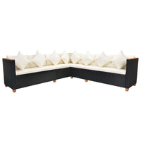 Set Divani da Giardino 7 pz con Cuscini in Polyrattan Nero