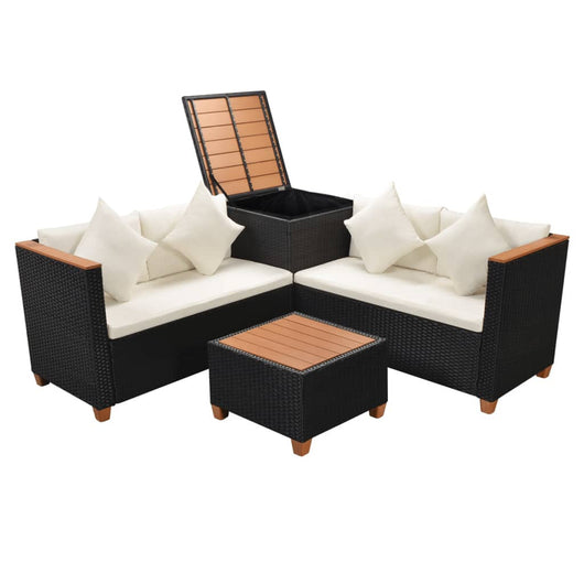 Set Divani da Giardino 4 pz con Cuscini in Polyrattan Nerocod mxl 91097