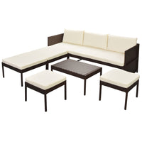 Set Divani da Giardino 6 pz con Cuscini in Polyrattan Marrone