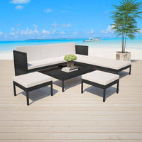 Set Divani da Giardino 6 pz con Cuscini in Polyrattan Nero cod mxl 31152