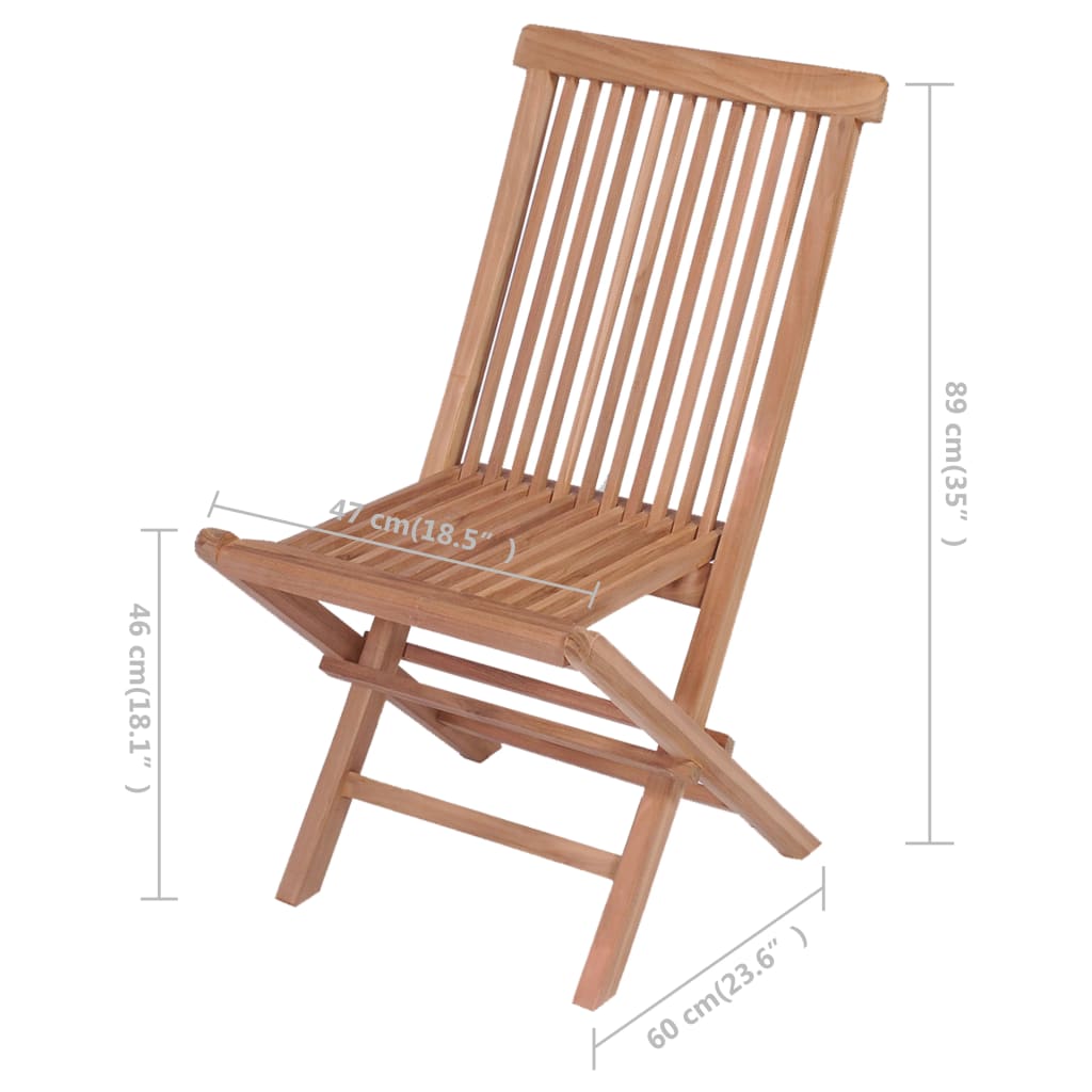 Sedie da Giardino Pieghevoli 4 pz in Legno Massello di Teak  cod mxl 45338