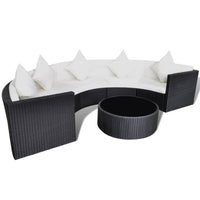 Set Mobili da Giardino 6 pz con Cuscini in Polyrattan Nero 43067