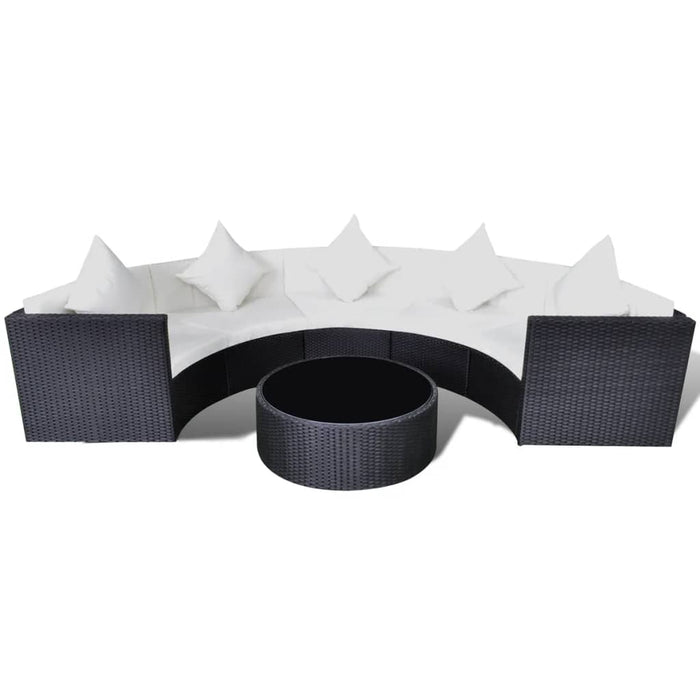 Set Mobili da Giardino 6 pz con Cuscini in Polyrattan Nero 43067