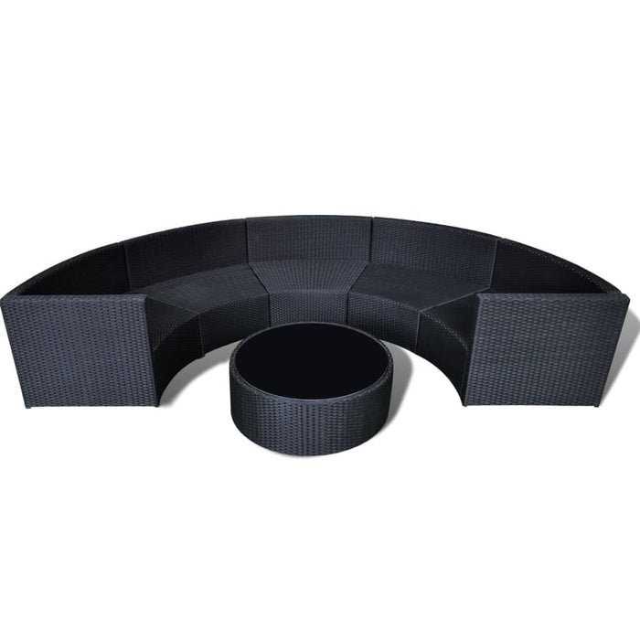 Set Mobili da Giardino 6 pz con Cuscini in Polyrattan Nero 43067