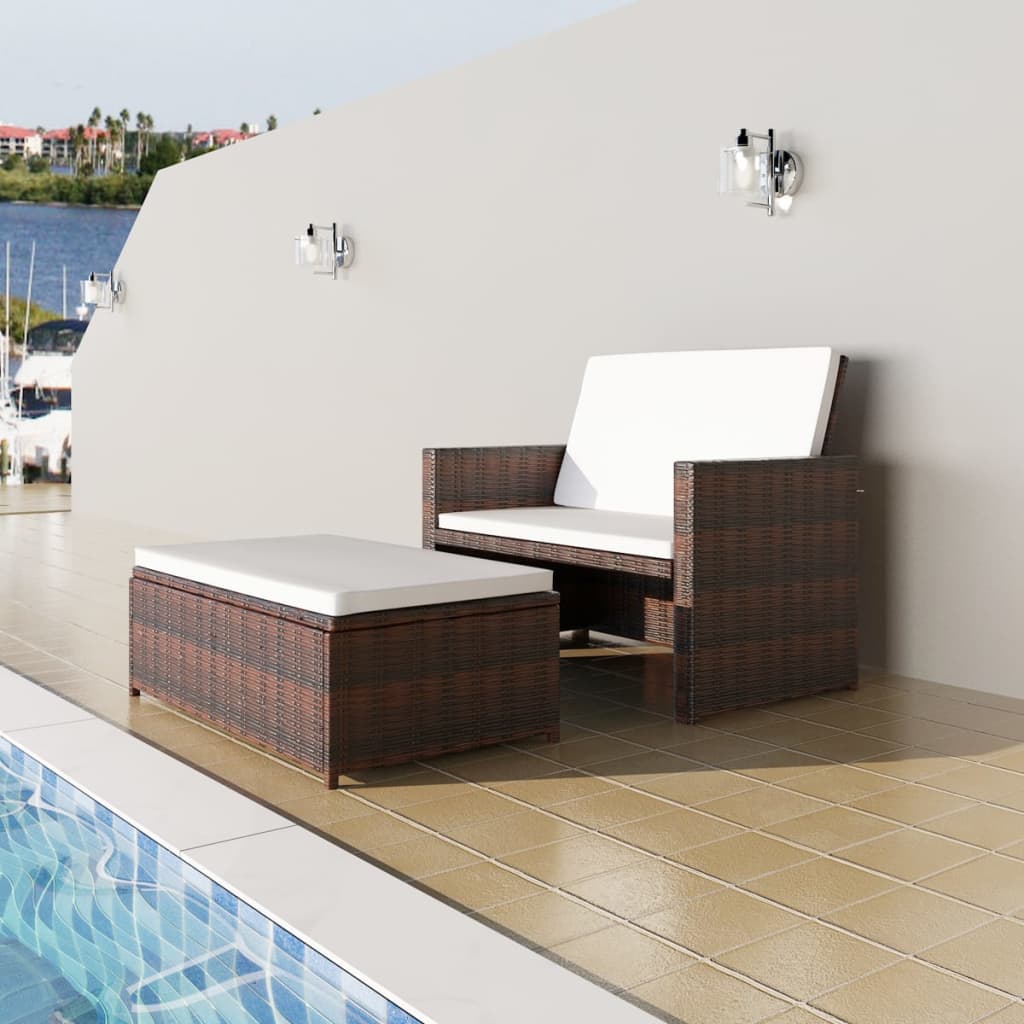 Divano da Giardino in Polyrattan Marrone cod mxl 60597