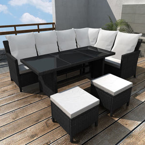 Set Divani da Giardino 4 pz con Cuscini in Polyrattan Nero cod mxl 34854