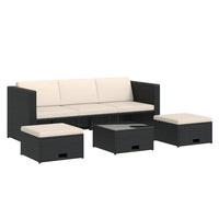 Set Divani da Giardino 4 pz con Cuscini in Polyrattan Nero cod mxl 30087