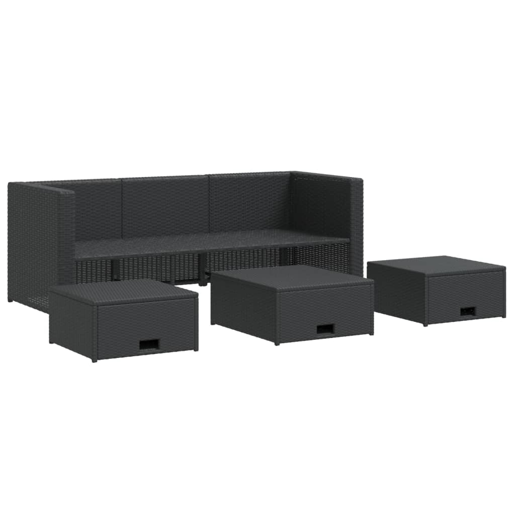 Set Divani da Giardino 4 pz con Cuscini in Polyrattan Nero cod mxl 30087