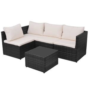 Set Divani da Giardino 5 pz con Cuscini in Polyrattan Nero cod mxl 41532