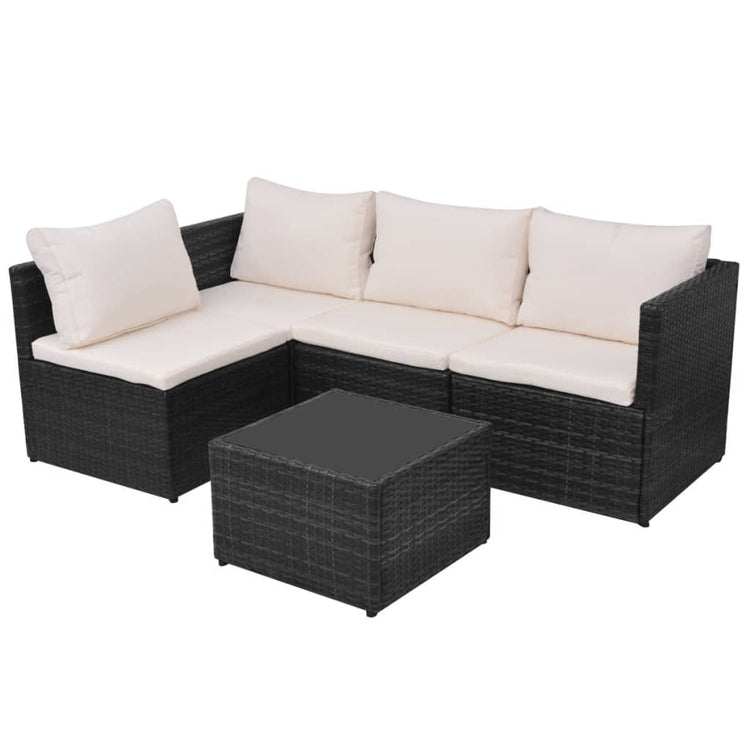 Set Divani da Giardino 5 pz con Cuscini in Polyrattan Nero cod mxl 41532