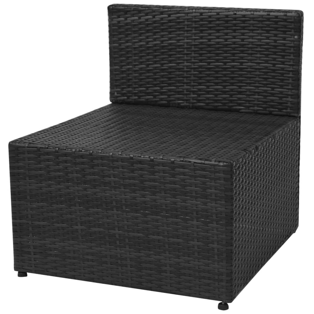 Set Divani da Giardino 5 pz con Cuscini in Polyrattan Nero cod mxl 41532