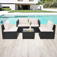 Set Divani da Giardino 5 pz con Cuscini in Polyrattan Nero 43110