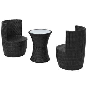 Set da Bistrot 3 pz con Cuscini in Polyrattan Nero 43112