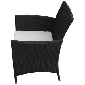 Set da Pranzo da Giardino 9 pz con Cuscini in Polyrattan Nero  cod mxl 35656