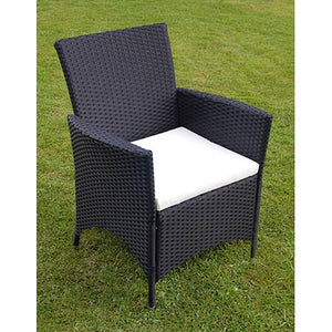 Set da Pranzo da Giardino 9 pz con Cuscini in Polyrattan Nero  cod mxl 35656