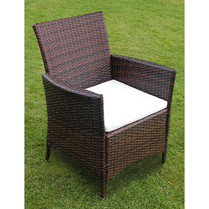 Set da Pranzo da Giardino 7 pz con Cuscini Polyrattan Marrone 43119