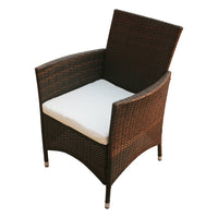 Set da Pranzo da Giardino 7 pz con Cuscini Polyrattan Marrone 43119