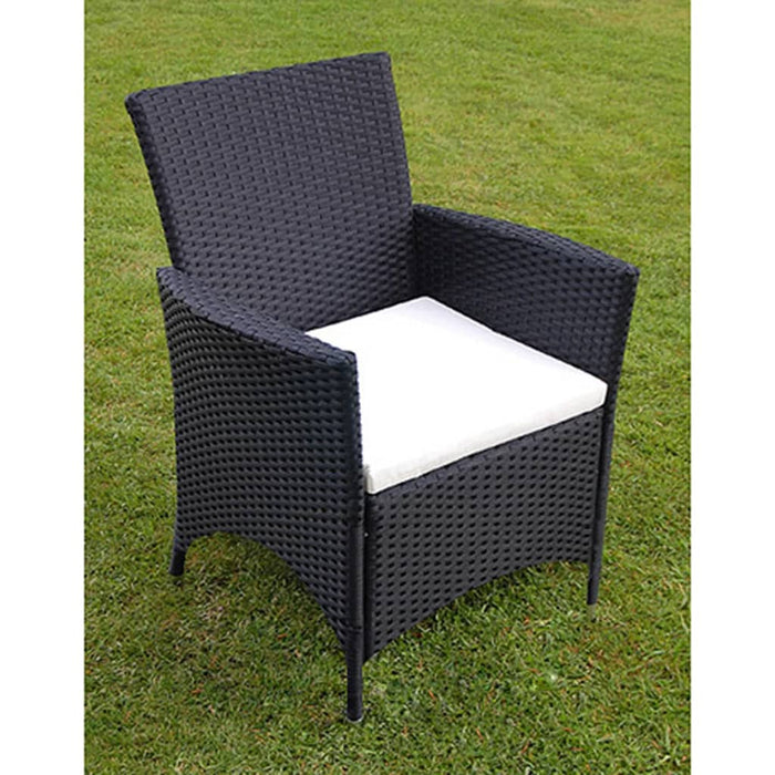 Set da Pranzo da Giardino 7 pz con Cuscini in Polyrattan Nero  cod mxl 41457