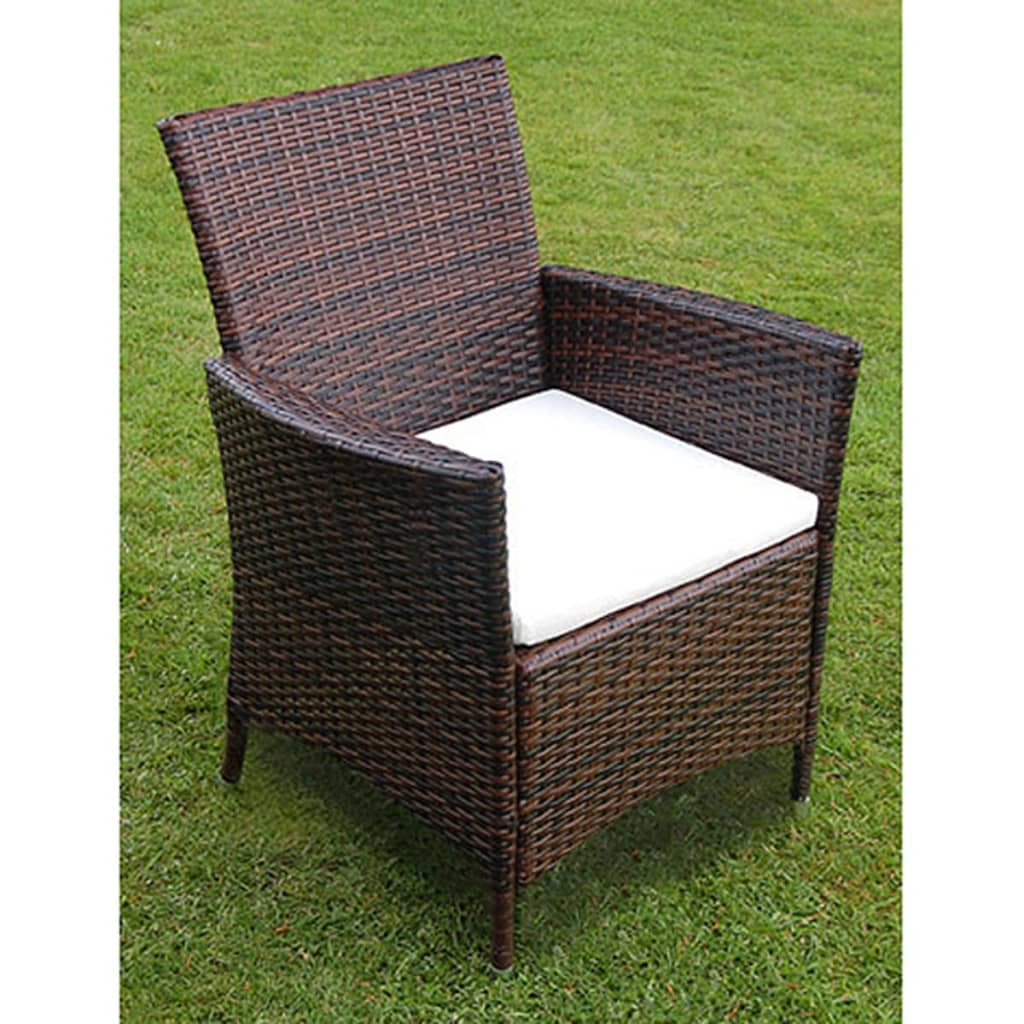 Set da Pranzo da Giardino 5 pz con Cuscini Polyrattan Marrone cod mxl 35255