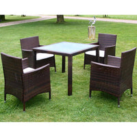 Set da Pranzo da Giardino 5 pz con Cuscini Polyrattan Marrone cod mxl 35255