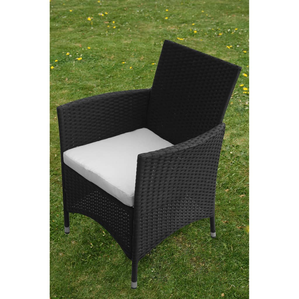 Set da Pranzo da Giardino 5 pz con Cuscini in Polyrattan Nero 43122