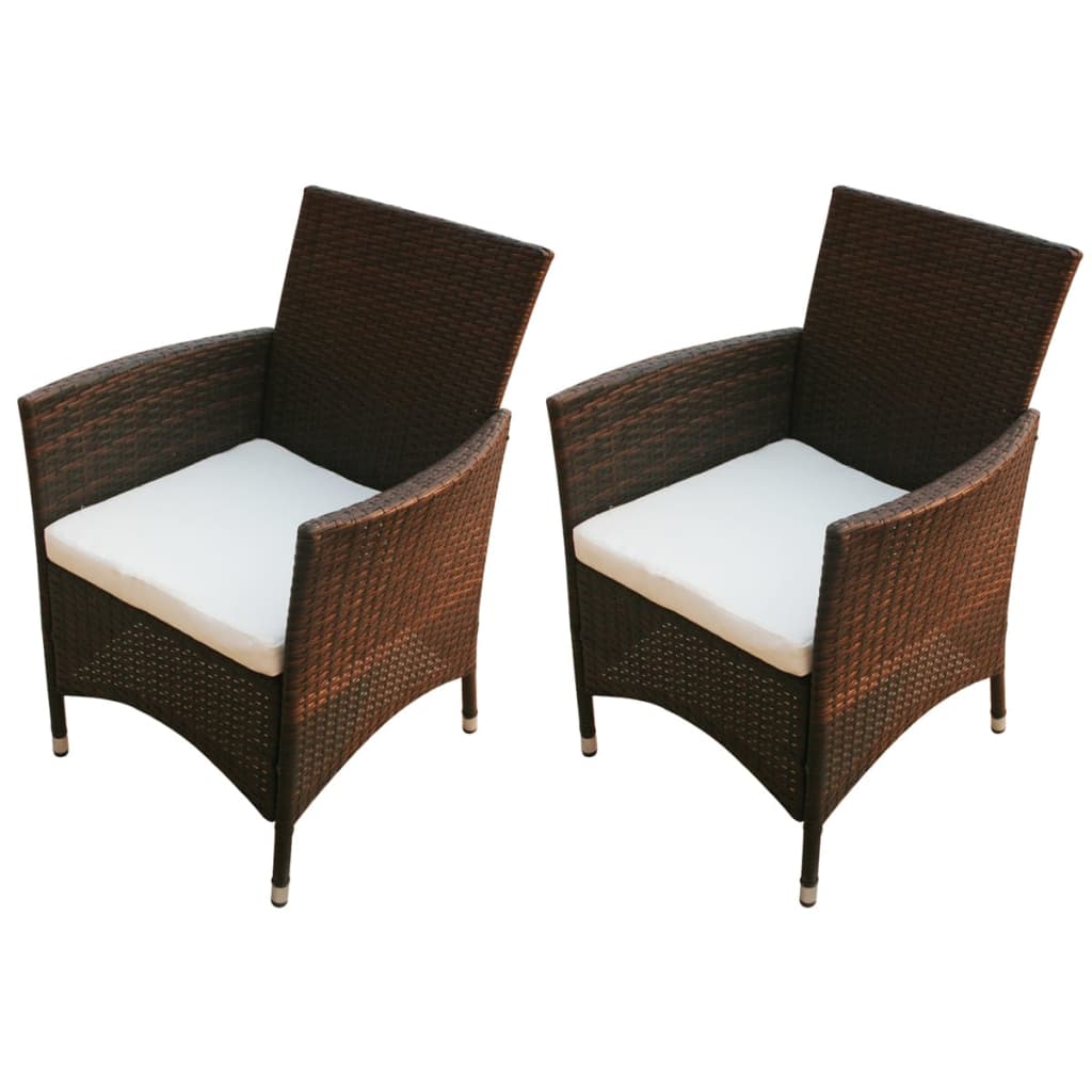 Sedie da Giardino 2 pz in Polyrattan Marrone 43123