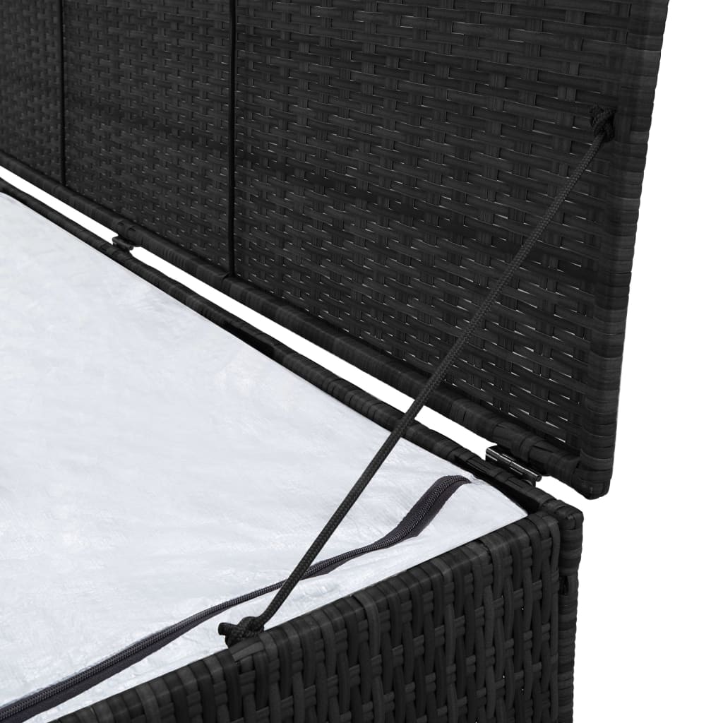 Baule da Giardino Nero 150x50x60 cm in Polyrattan cod mxl 78599