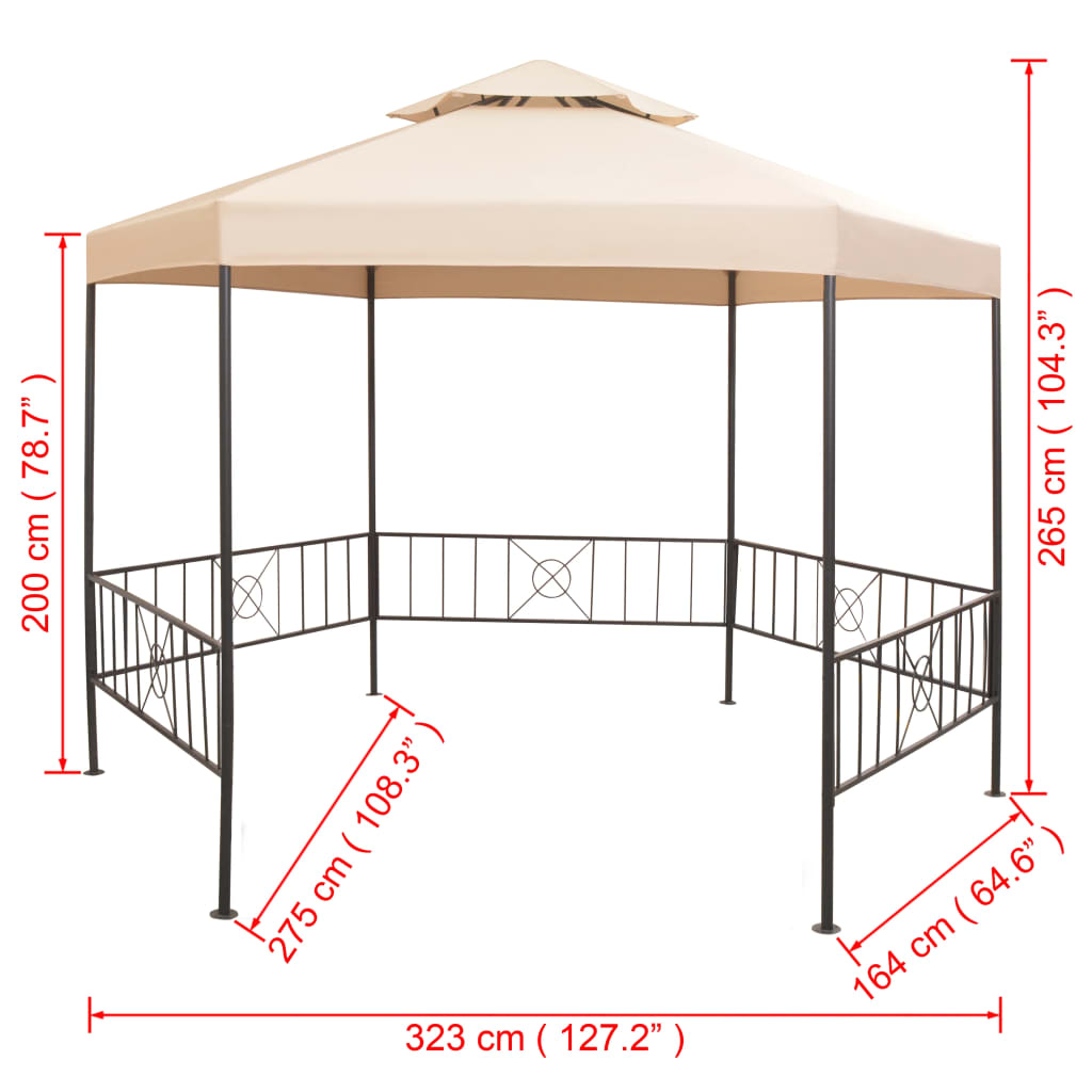 Gazebo Padiglione Tenda da Giardino 323x265 cm cod mxl 66011