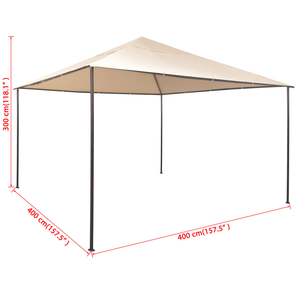 Gazebo Padiglione Tenda Tettoia 4x4 m Acciaio Beige 43171