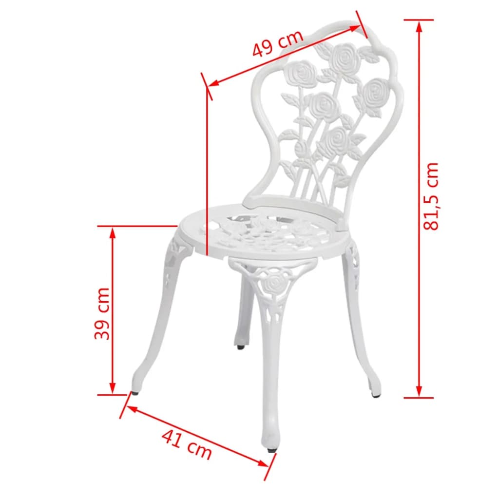 Sedie da Bistrot 2 pz in Alluminio Pressofuso Bianche cod mxl 5668