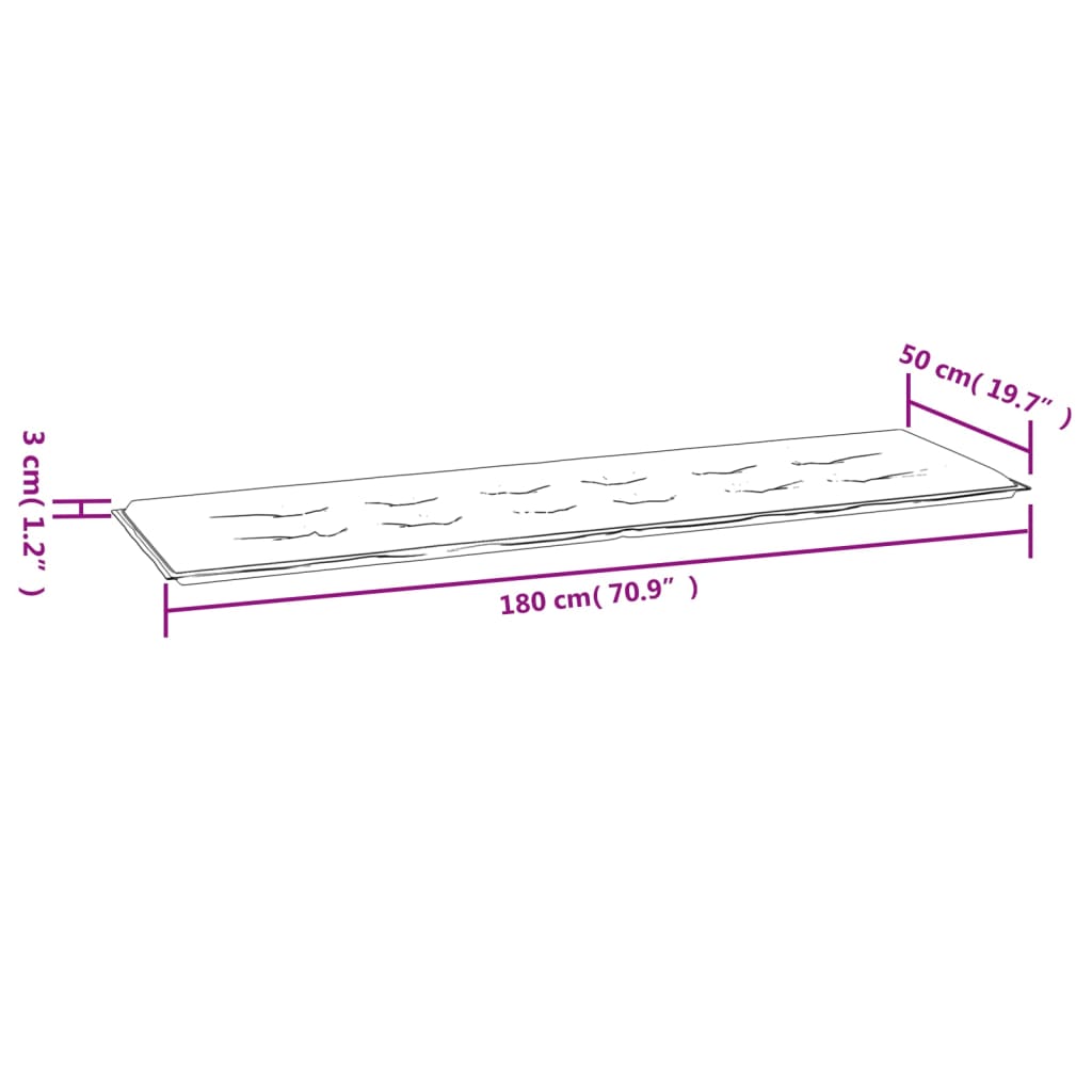 Cuscino per Panca Antracite 180x50x3 cm in Tessuto Oxford 43192