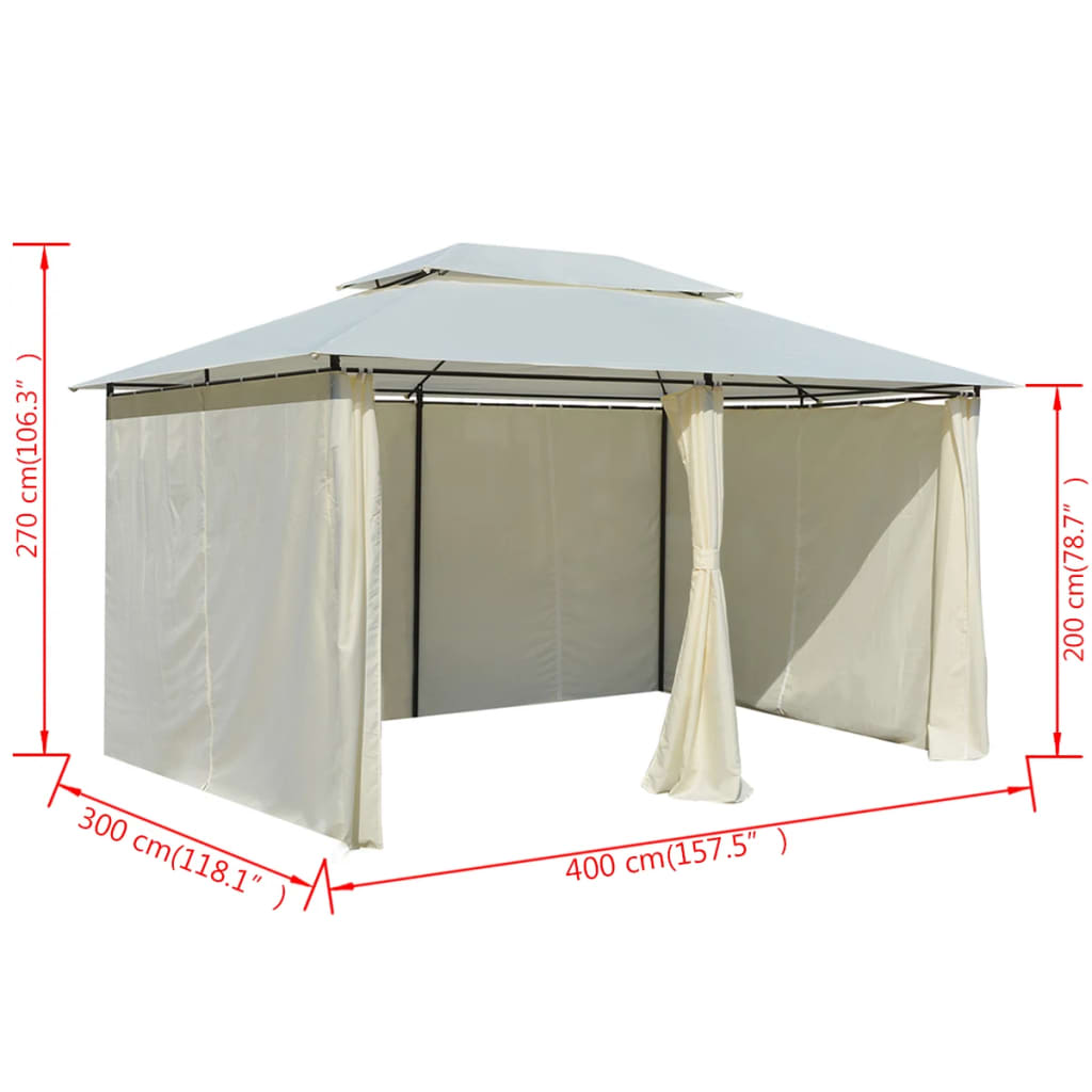 Gazebo da Giardino con Tende 4x3 m Bianco cod mxl 66052