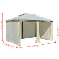 Gazebo da Giardino con Tende 4x3 m Bianco cod mxl 66052