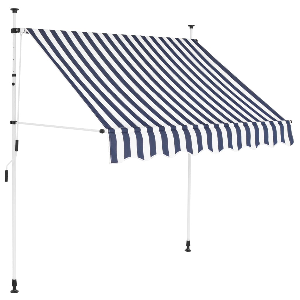 Tenda da Sole Retrattile Manuale 150 cm a Strisce Blu e Bianche cod mxl 9554