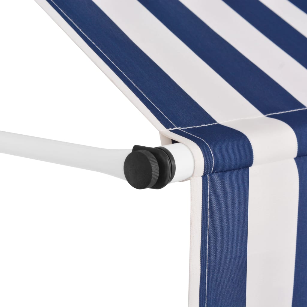 Tenda da Sole Retrattile Manuale 150 cm a Strisce Blu e Bianche cod mxl 9554