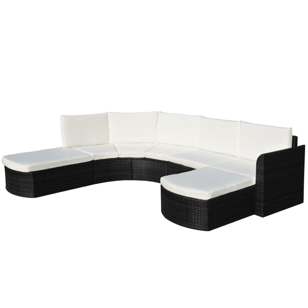 Set Divani da Giardino 4 pz con Cuscini in Polyrattan Nero cod mxl 59729