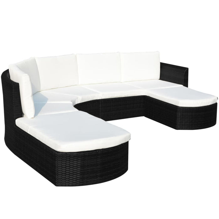 Set Divani da Giardino 4 pz con Cuscini in Polyrattan Nero cod mxl 59729