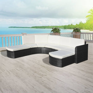 Set Divani da Giardino 4 pz con Cuscini in Polyrattan Nero cod mxl 59729