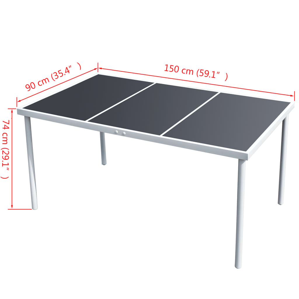 Tavolo da Giardino 150x90x74 cm Nero in Acciaio