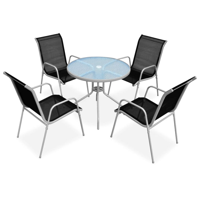 Set da Pranzo da Esterno 5 pz in Acciaio Nero 43317